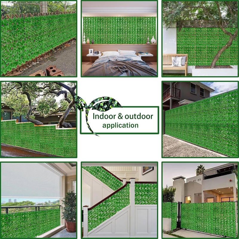 ODTORY Artificial Ivy Privacy Fence Wall Screen,40X120 in UV-Anti Faux Greenery Backdrop Ivy Vine Leaf Hedges Fence Panels for Patio, Balcony, Garden, Backyard Indoor Outdoor Light Green Wall Decor - Image 5